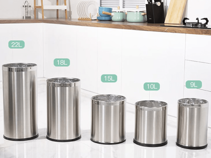 Thùng rác inox không nắp 8 Kích thước thùng rác inox không nắp
