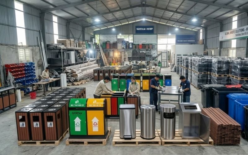 Tổng hợp các loại thùng rác công nghiệp, công cộng đạt chuẩn của CNC Thành Đạt
