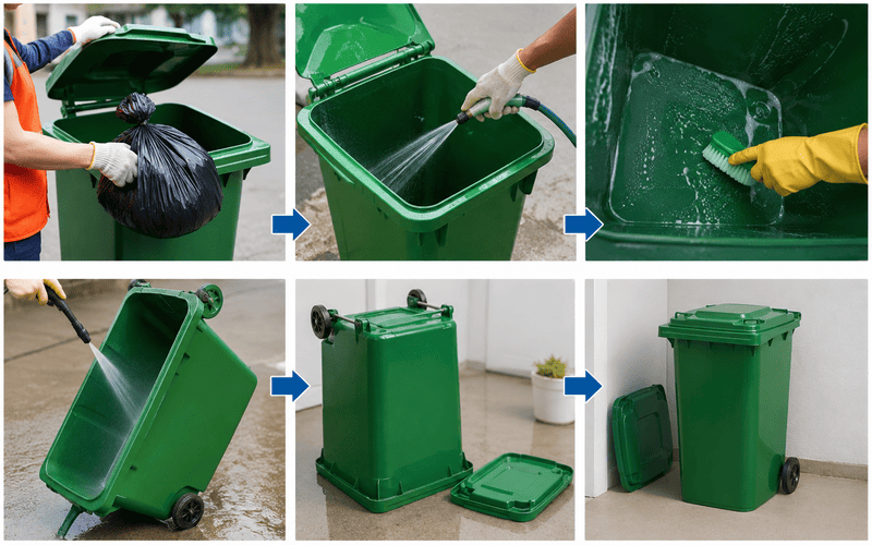 Các bước vệ sinh thùng rác nhựa 