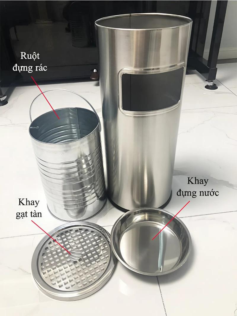 Cấu tạo của thùng rác inox 