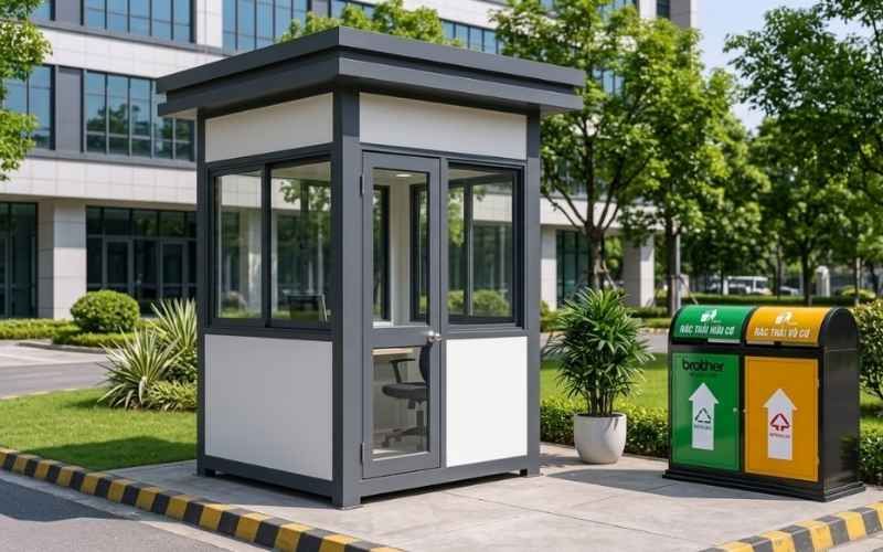 Hệ sinh thái thiết kế bốt gác bảo vệ và thùng rác đồng bộ cảnh quan của CNC Thành Đạt