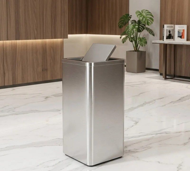 Thùng rác inox nắp lật bập bênh
