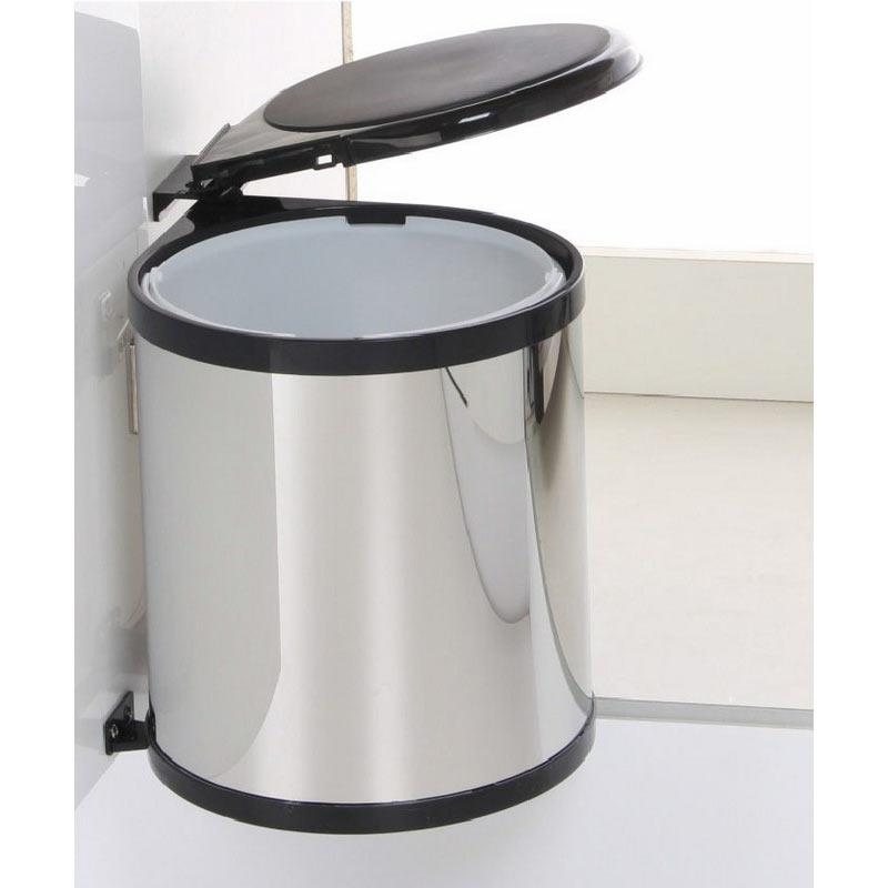 Thùng rác nhà bếp inox gắn trong tủ giúp tiết kiệm diện tích và che kín rác thải