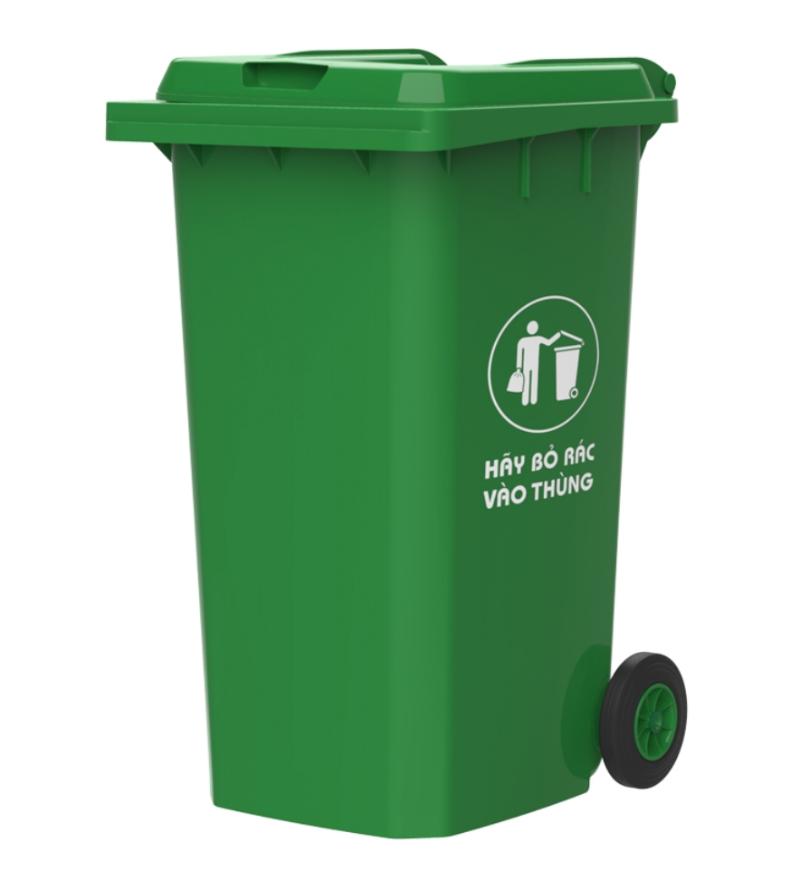 Thùng rác nhựa có bánh xe là chất liệu sản xuất thùng rác phổ biến, bền nhẹ và dễ di chuyển 