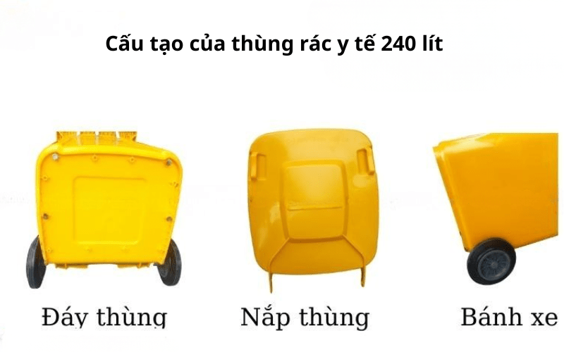 Cấu tạo của thùng rác y tế 240 lít
