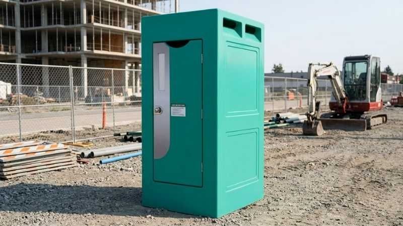 Mẫu nhà vệ sinh di động 1 buồng composite FRP đúc nguyên khối tích hợp bồn nước 400L và hầm tự hoại tối ưu cho công trường Phú Thọ