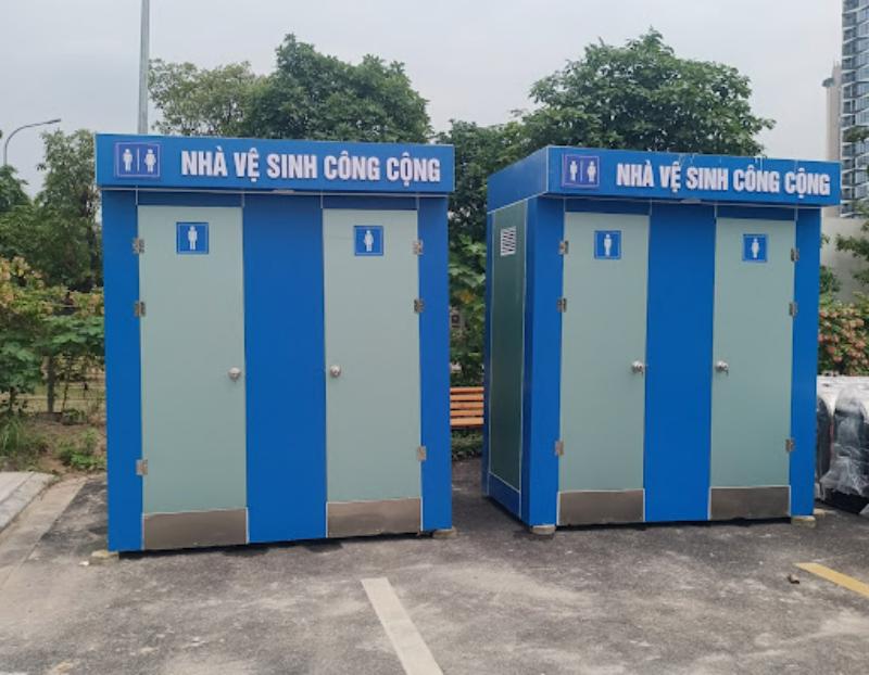 Mẫu nhà vệ sinh công cộng dạng module đôi, phân chia khu vực nam nữ rõ ràng và thuận tiện sử dụng