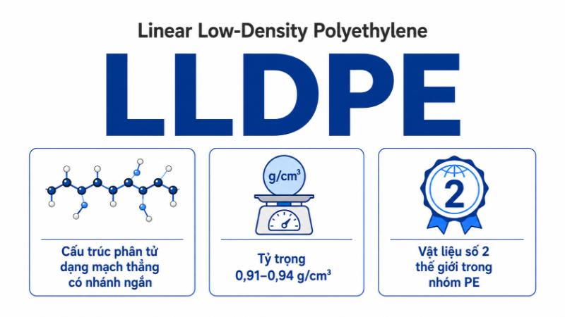Nhựa LLDPE sở hữu cấu trúc phân tử mạch thẳng, mang lại độ dẻo dai và độ bền kéo vượt trội.