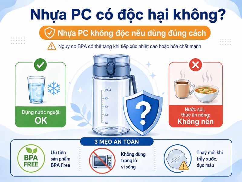 Nhựa PC an toàn khi sử dụng đúng mục đích