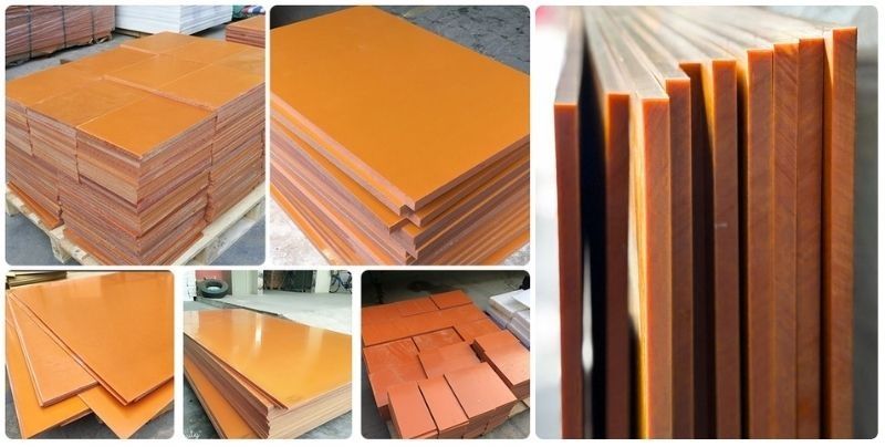 Tấm nhựa Bakelite (phíp cam) là vật liệu nhựa nhiệt rắn được cấu tạo từ Phenol Formaldehyde.