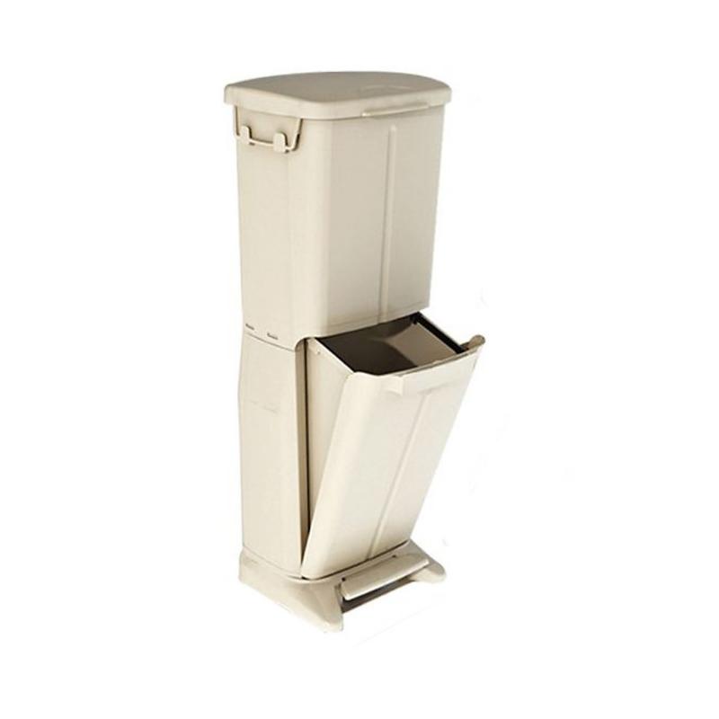 Thùng rác 2 tầng 3 ngăn có bàn đạp, hỗ trợ phân loại rác nhanh chóng và vệ sinh 