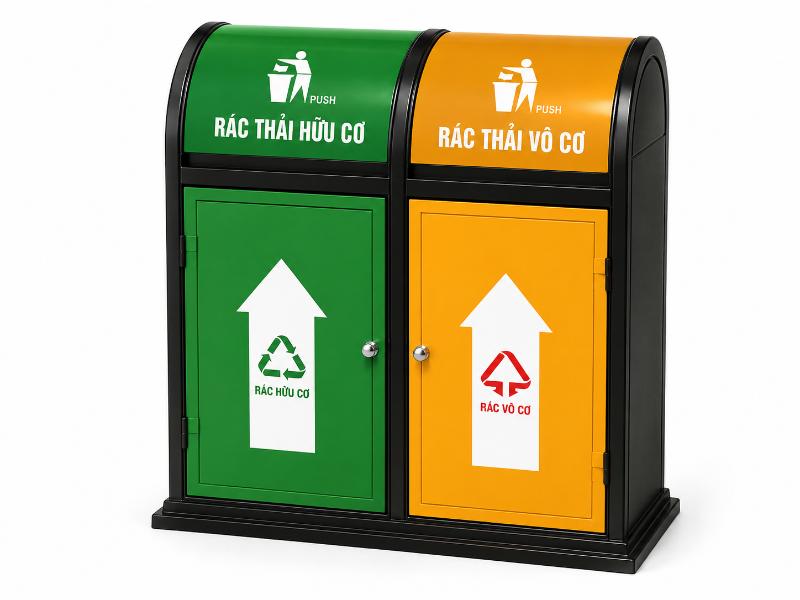 Thùng Phân Loại 2 Ngăn Thép Sơn Tĩnh Điện 11 CNC Thành Đạt - Nhà sản xuất và cung cấp thùng rác phân loại 2 ngăn uy tín, chất lượng với hơn 19 năm kinh nghiệm.
