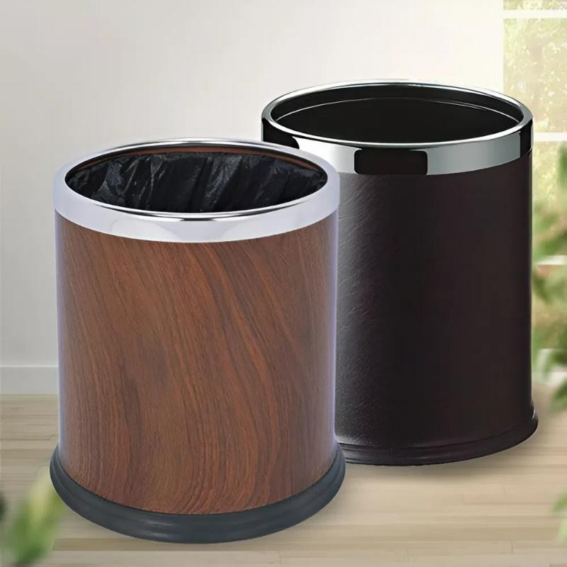 Thùng rác gỗ và vân gỗ thân thiện 