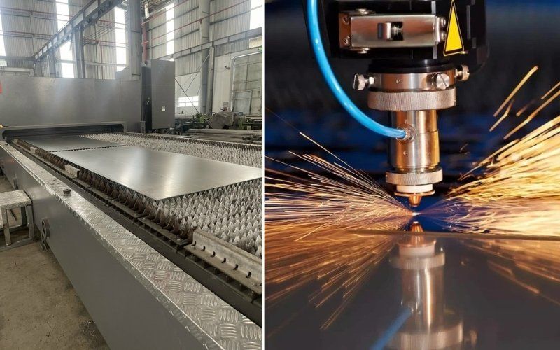 Trực tiếp gia công sản xuất thùng rác inox nắp bập bênh số lượng lớn bằng máy CNC cắt laser hiện đại