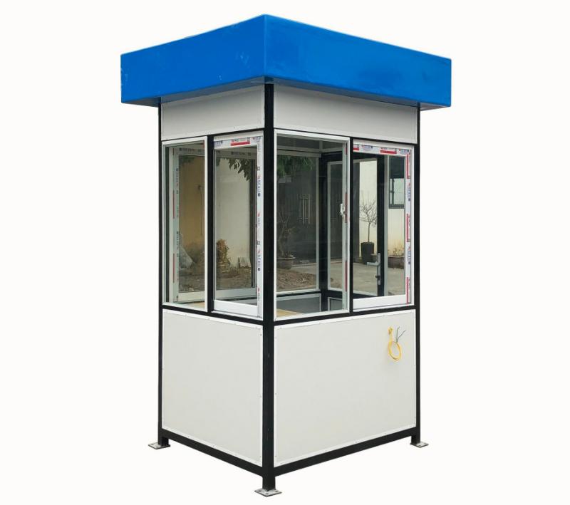 Mẫu bốt bảo vệ tây ninh khung thép kết hợp vách Panel, cửa kính quan sát rộng