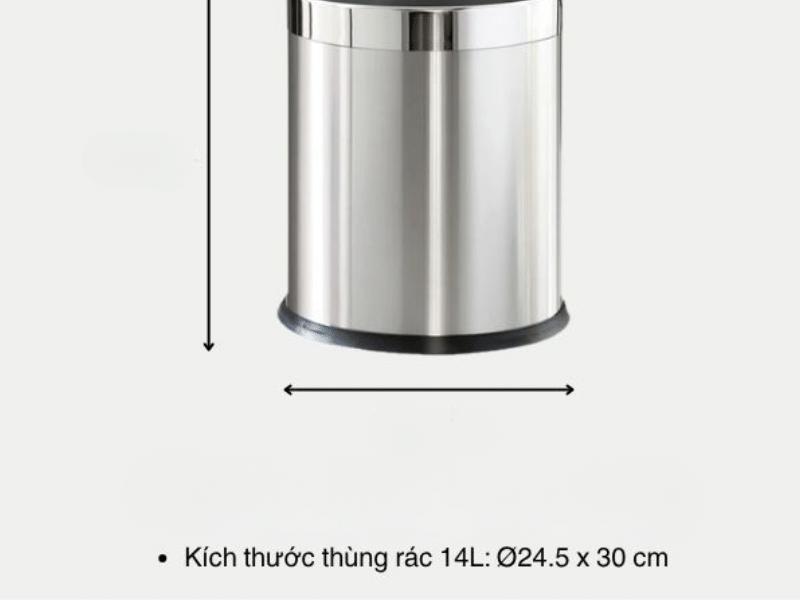 Thùng Rác Inox Không Nắp 201/304: Mẫu Đẹp, Giá Xưởng 2026 9 Thùng rác inox không nắp 10–14L