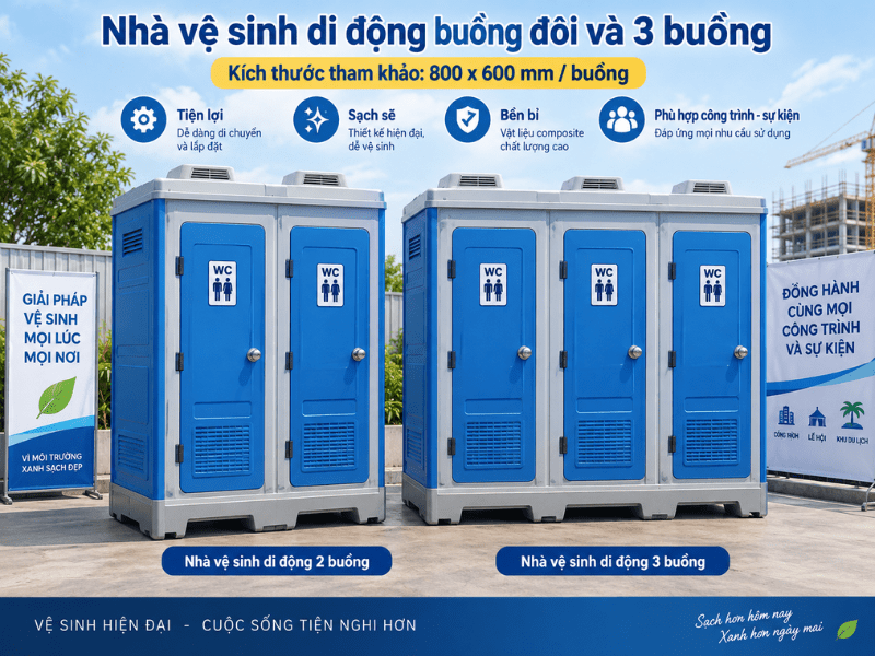 Nhà vệ sinh di động buồng đôi và 3 buồng