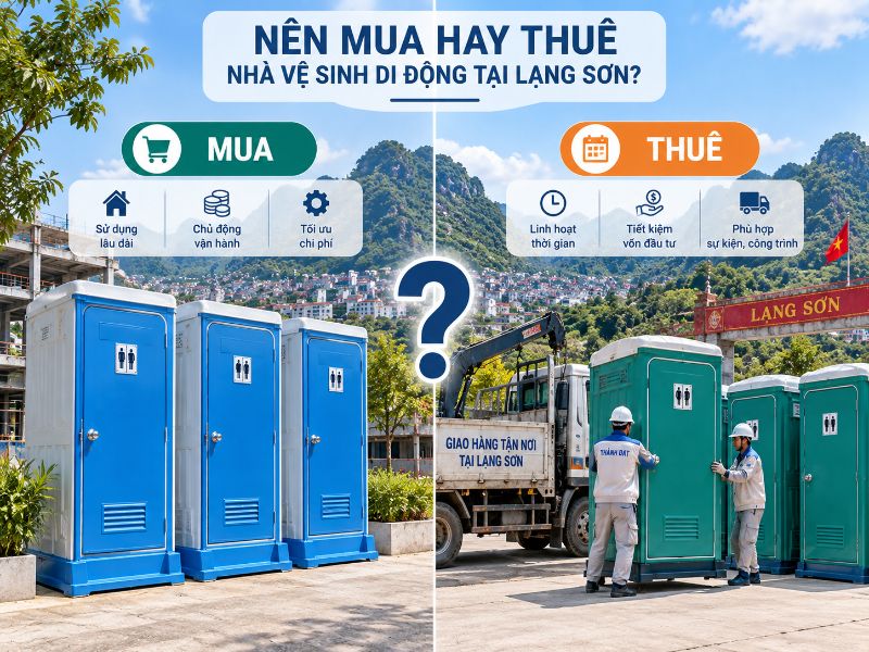 Nhà Vệ Sinh Di Động Lạng Sơn – Bán & Cho Thuê Giá Tốt 4 Lựa chọn mua hay thuê nhà vệ sinh di động giúp tối ưu chi phí tùy thuộc vào thời gian và quy mô của dự án.