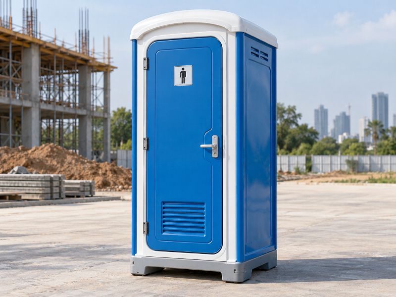 Mẫu nhà vệ sinh di động 1 buồng nhỏ gọn, linh hoạt, phù hợp cho các công trường quy mô nhỏ hoặc sự kiện ngoài trời.