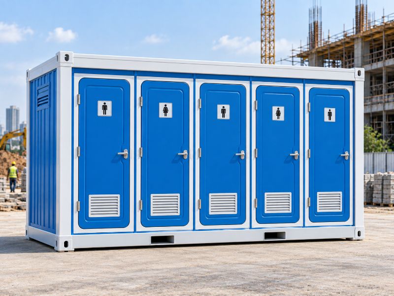 Nhà vệ sinh container bền chắc, chịu được thời tiết khắc nghiệt, lý tưởng cho các dự án thi công dài hạn.