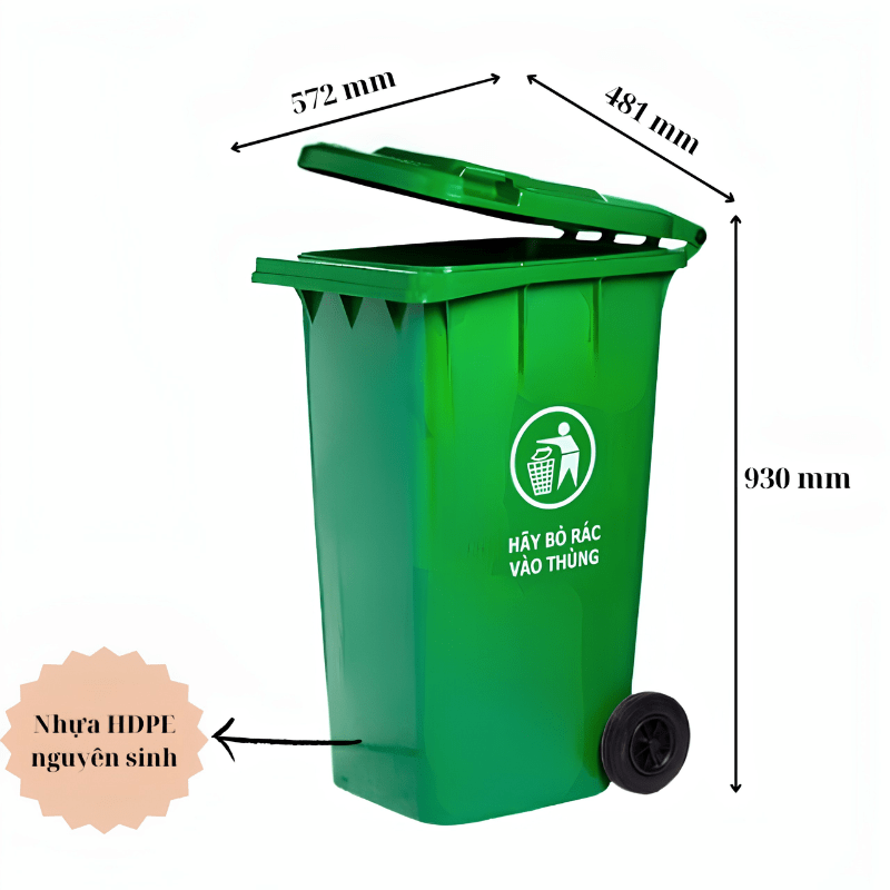 Thông số kỹ thuật thùng rác 120L