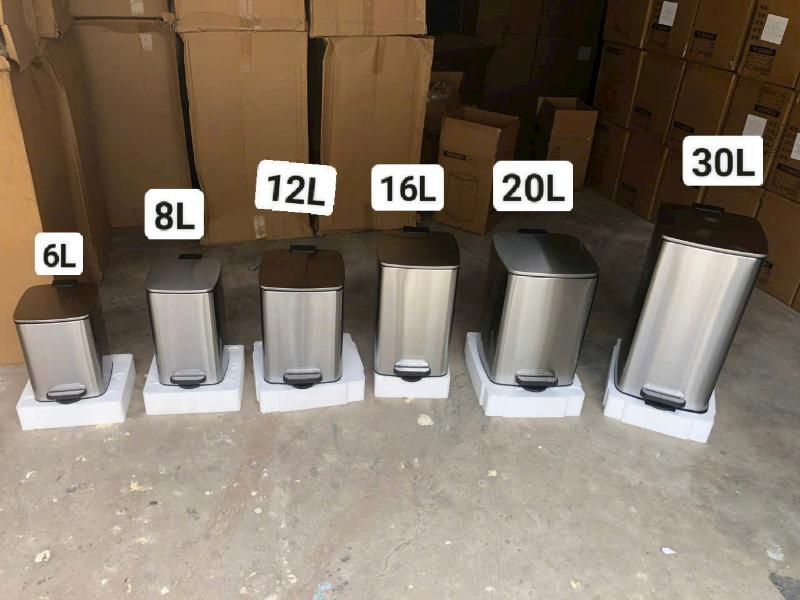 thùng rác inox đạp chân đa dạng dung tích từ 6L đến 30L