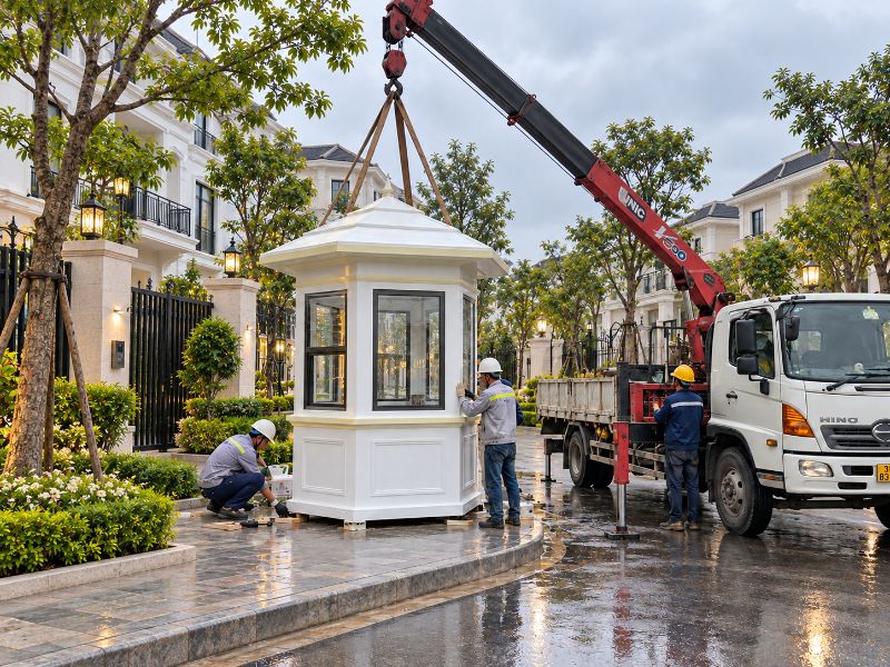 Chốt Gác Bảo Vệ Hình Lục Giác: Báo Giá Từ 20 Triệu 14 Thi công và lắp đặt chốt gác bảo vệ lục giác tại khu đô thị Nam Vĩnh Yên