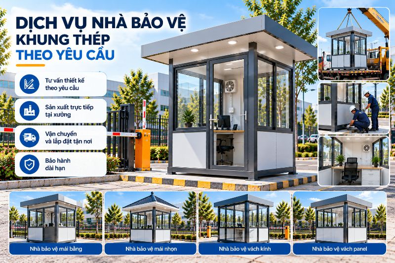 CNC Thành Đạt cung cấp dịch vụ bán, cho thuê và thi công nhà bảo vệ khung thép uy tín toàn quốc.