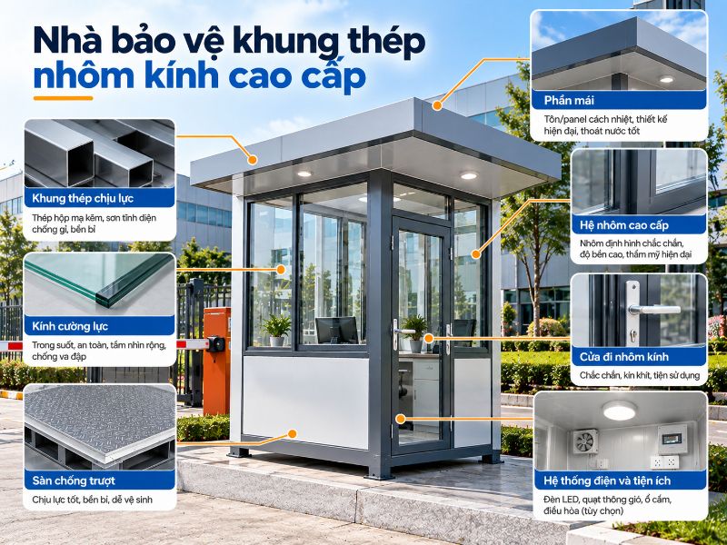 Nhà bảo vệ nhôm kính cao cấp mang lại vẻ đẹp hiện đại và tầm nhìn bao quát cho các tòa nhà.