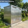 Mô hình nhà vệ sinh inox công cộng 2 buồng hiện đại, phù hợp cho công viên và khu du lịch.