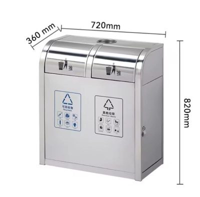 Cấu tạo thùng rác inox 2 ngăn tiêu chuẩn
