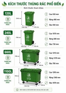 Kích thước thùng rác công cộng và công nghiệp