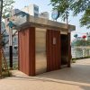 Mô hình nhà vệ sinh inox công cộng 2 buồng hiện đại, phù hợp cho công viên và khu du lịch.