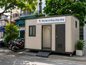 Mẫu nhà tắm công cộng Hà Nội dạng module hiện đại, thiết kế gọn gàng và tiện nghi