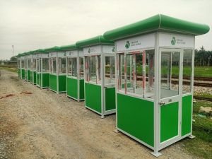 Mẫu Bốt bảo vệ Hải Phòng khung nhôm kính hiện đại, phù hợp bố trí đồng bộ tại sân golf, khu công nghiệp và công trình lớn 