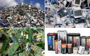 Rác thải điện tử bao gồm bo mạch cũ, pin hỏng và các thiết bị công nghệ hết hạn chứa nhiều kim loại nặng