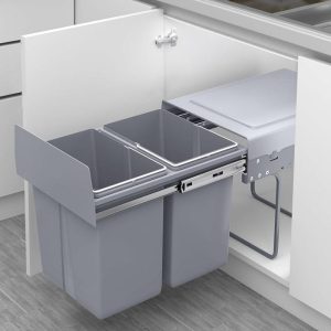 Thùng rác âm tủ hai ngăn hỗ trợ phân loại rác và tối ưu không gian 
